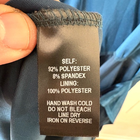 Lulus Blue Satin Wrap Midi Dress NWT Size M - Picture 7 of 10